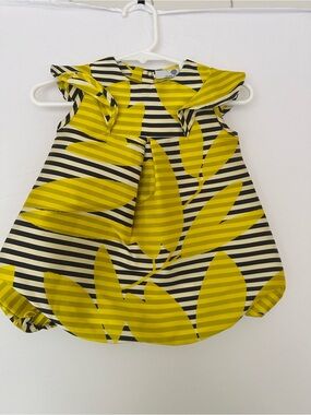 Versace Yellow and Black Striped Leaf Bubble Dress - Kids
